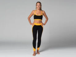 Legging De Yoga Bi-colore - Bio Noir Et Safran Noir XS - 36 -CHIN MUDRA Soldes legging de yoga bi colore bio 1635849691618115db56771