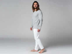 T-Shirt Tapan Manches Longues 100% Bio Gris Gris S - 38/40 -CHIN MUDRA Soldes t shirt tapan manches longues 100 bio 16353460676179669341ed7