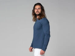 T-Shirt Tapan Manches Longues 100% Bio Bleu Bleu S - 38/40 -CHIN MUDRA Soldes t shirt tapan manches longues 100 bio 16353463326179679c0b239